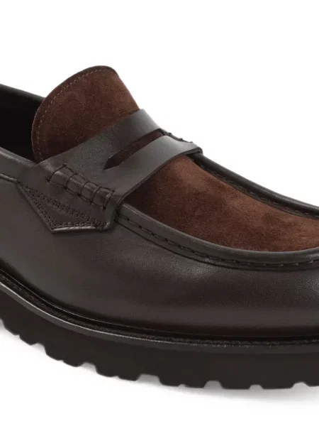 Pantofi loafer Canali din piele de căprioară chunky maro