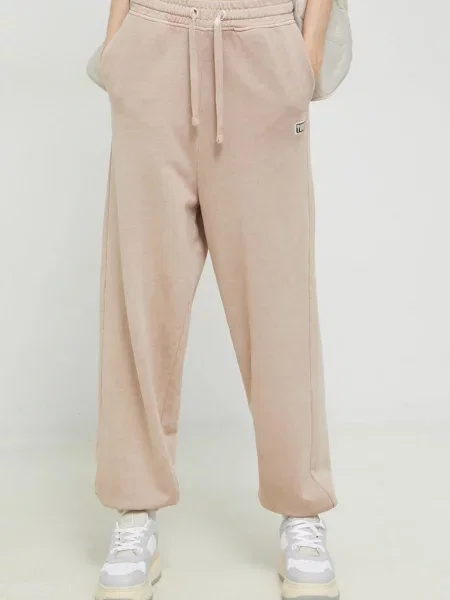 Tommy Jeans pantaloni de trening din femei maro cu imprimeu albastru