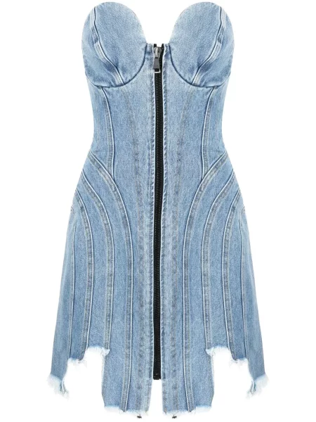 Mała sukienka jeansowa Natasha Zinko asymetryczna garniturowa niebieska