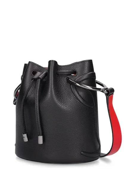 Kožená bucket kabelka Christian Louboutin čierna