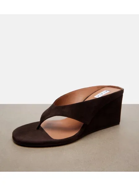 Sandale Alaïa din piele de căprioară cu pană maro