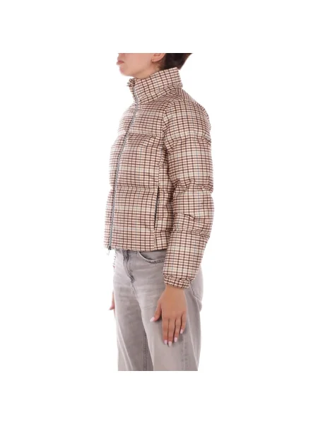Dámska bunda Woolrich Printed Wool beige check béžová