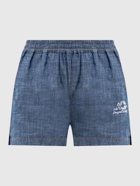 Джинсовые шорты Off-white с вышивкой синие