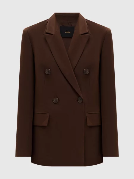 Двобортний жакет з льоном Twinset коричневий