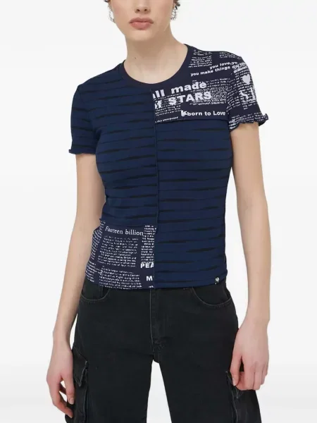 Tricou Desigual cu dungi albastru