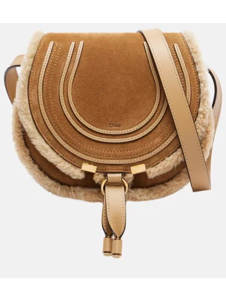 Mała torebka crossbody Chloe Marcie zamszowa beżowa