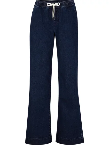 Jeansy wide leg mid waist z wygodnym pasem niebieskie