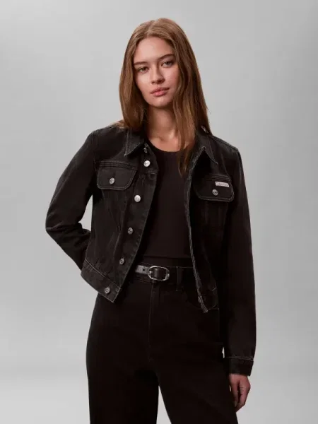 Calvin Klein Jeans De blugi geacă | Cropped Fit negru