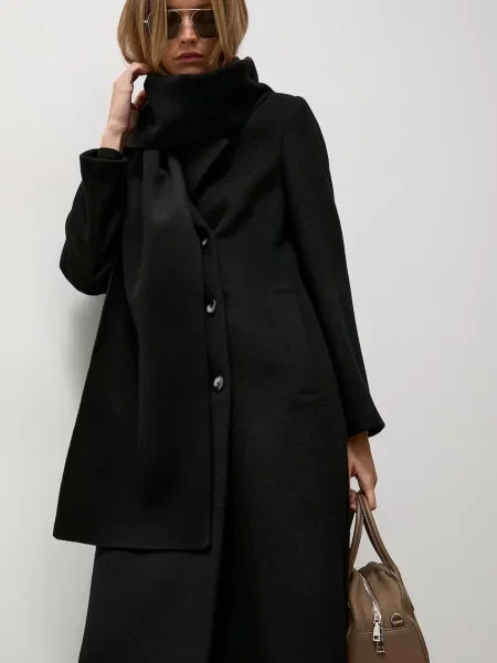 Palton Answear.lab de lână elegant negru