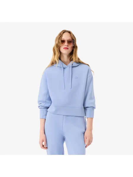 Lacoste Krótka Bluza Z Kapturem fioletowa