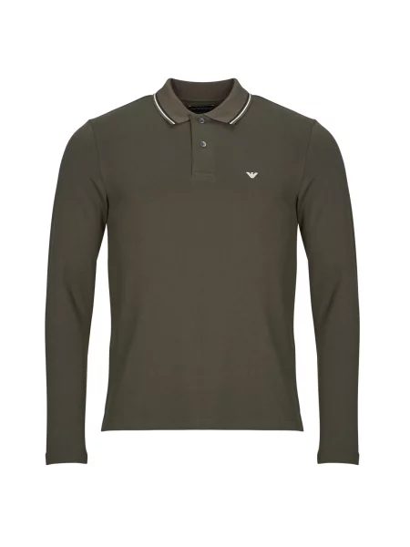 Polo majica Emporio Armani z dolgimi rokavi kaki