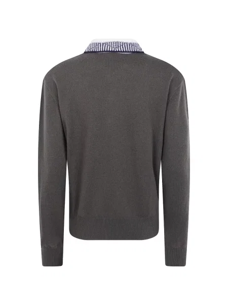 Tricou polo N°21 de lână gri