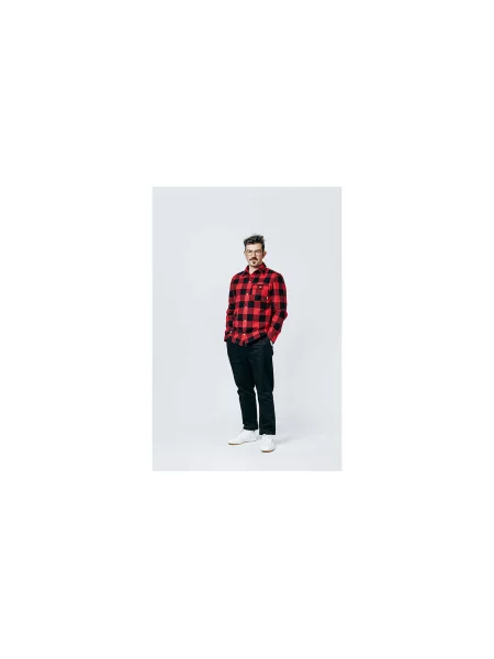 The Dudes Los Dudes Chuck Flannel Overshirt Mężczyźni Koszula The Dudes Czerwony Size: M czarna