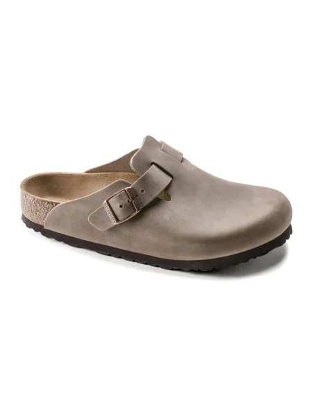 Klapki mules Birkenstock skórzane brązowe