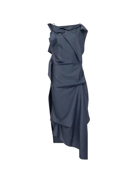 Rochie midi Victoria Beckham asimetrică drapată albastru