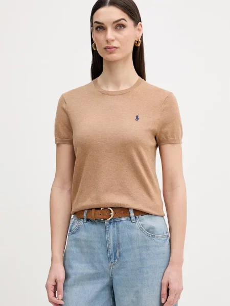 Polo Ralph Lauren pulover cu mânecă scurtă pentru femei cu maro