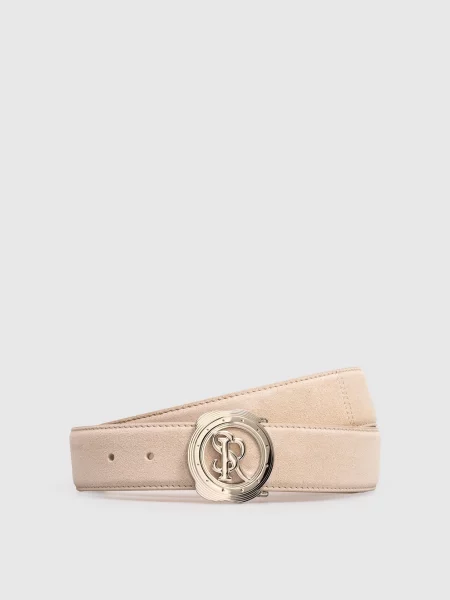 Замшевый ремень Stefano Ricci с ремешками бежевый