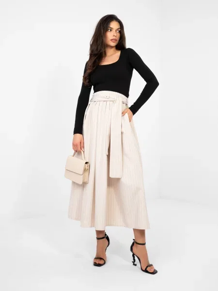 Fustă midi Italy Moda până la genunchi negru