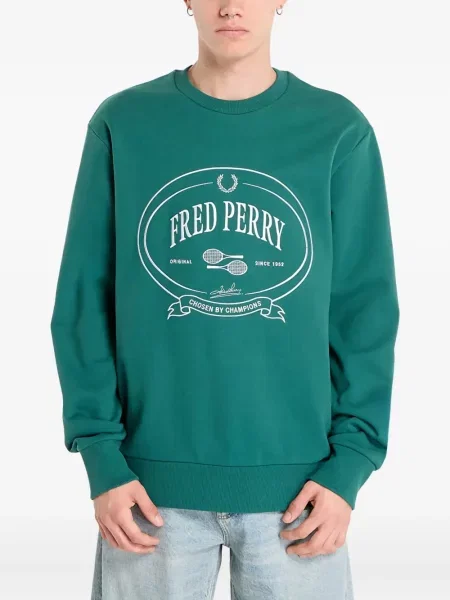 Hanorac crewneck Fred Perry verde