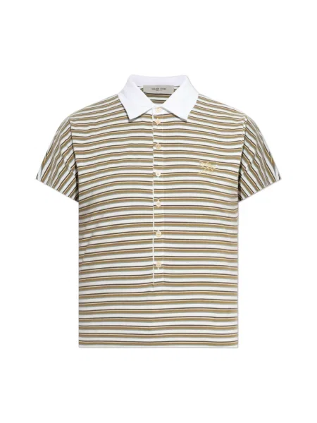 Polo Golden Goose w paski brązowe