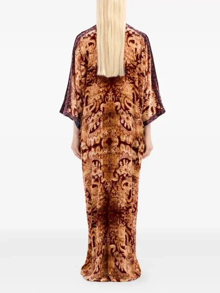 Rochie maxi Pierre-louis Mascia cu imprimeu abstract de costum maro