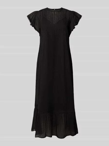 Długa sukienka z okrągłym dekoltem Scotch & Soda czarna