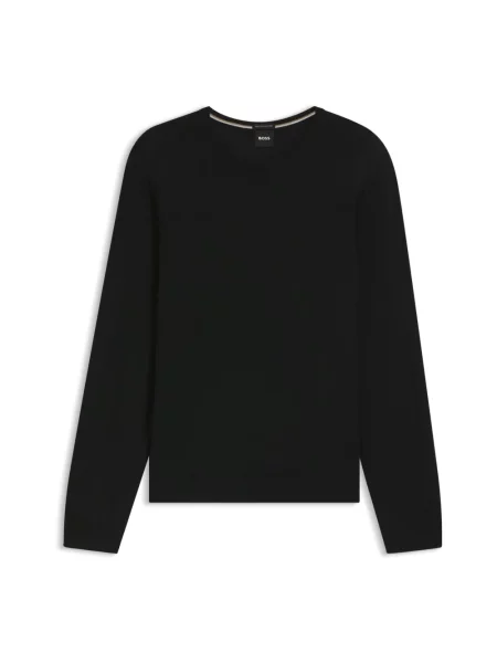 Lniany sweter Hugo Boss z długim rękawem czarny