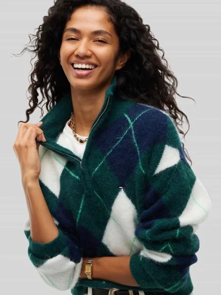 Sweter o kroju regular fit z mieszanki alpaki i wełny Tommy Jeans zielony