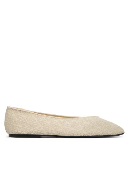 Calvin Klein Balerinke Square Ballerina Aop Mesh Écru