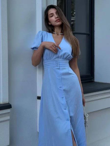 Платье миди Jadone Fashion голубое
