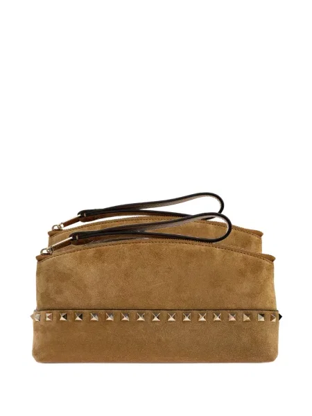 Clutch Valentino Garavani σουέτ καφέ