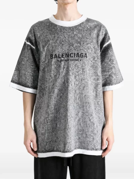Tricou Balenciaga cu imagine gri
