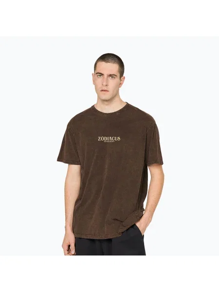 Tricou pentru bărbați Kaotiko Washed Zodiacus brown maro