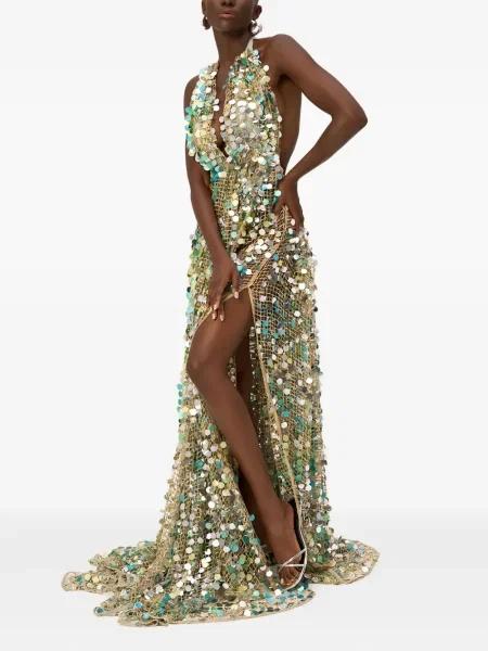 Rochie maxi Sana Osmani cu paiete de costum albastru