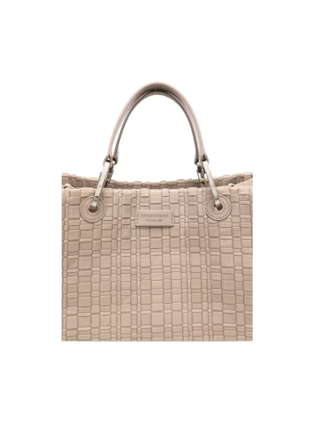 Shopperka Emporio Armani skórzana beżowa
