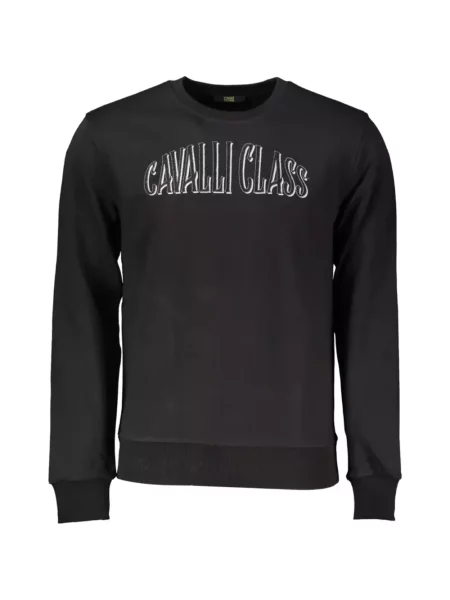 Hanorac crewneck Cavalli Class cu broderie cu decolteu rotund negru