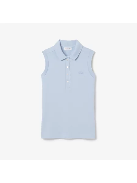 Lacoste Dopasowana Koszulka Polo Bez Rękawów Ze Stretchem niebieska