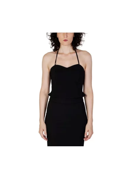 Top Rinascimento z dekoltem halter na ramiączkach czarny