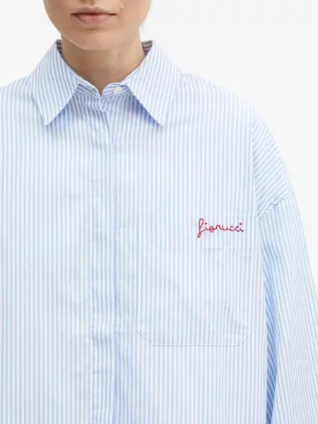 Cămașă Fiorucci cu broderie cu dungi albastru