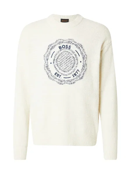 BOSS Pulover Kerbert deschis / albastru marin bej