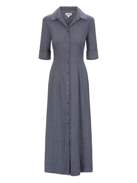 Sukienka midi Staud do kolan garniturowa szara