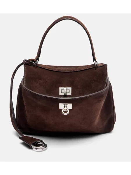 Top Balenciaga din piele de căprioară maro