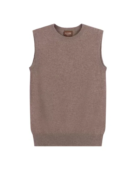 GOBI Cashmere Vestă tricotată Women's Timeless Cashmere Crewneck Vest taupe gri