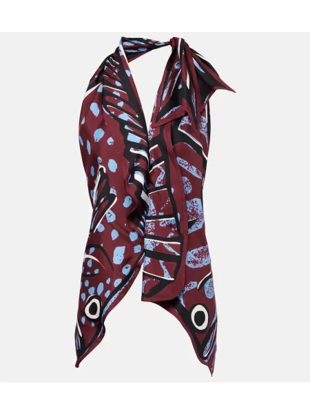 Top Bottega Veneta de mătase cu imagine cu gât halter