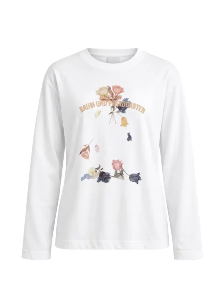 Lung tricou Baum Und Pferdgarten cu model floral cu imagine alb
