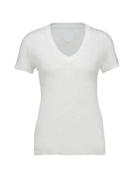 Scurt tricou 120% Lino cu decolteu în V alb