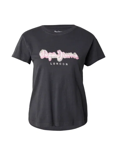 Pepe Jeans Tricou Becky gri grafit / gri deschis / roz deschis alb
