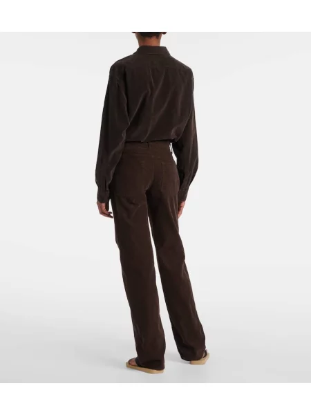 Pantaloni The Row de catifea cord maro