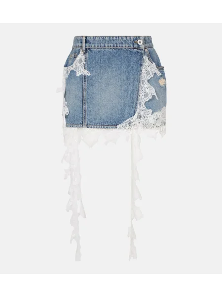 Fustă din denim Blumarine din dantelă albastru