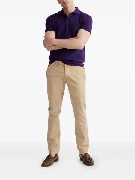 Lanena polo majica Polo Ralph Lauren karirana zelena